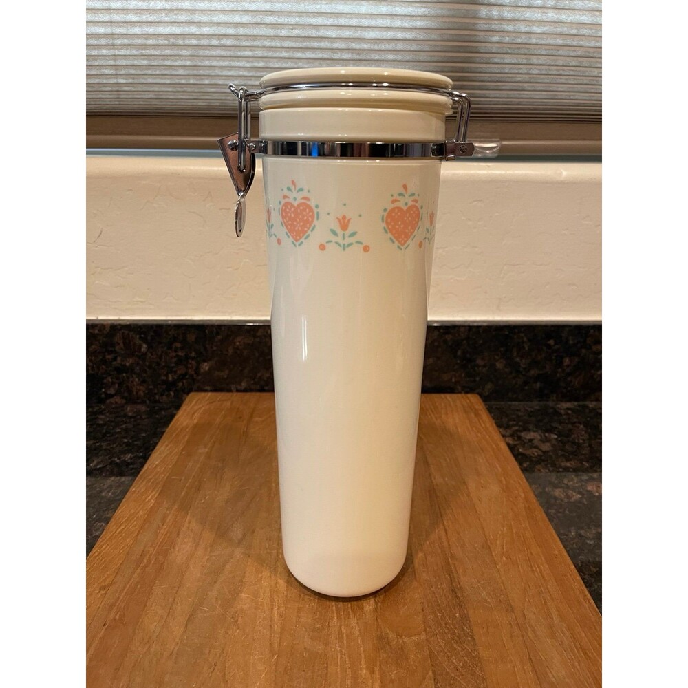 Vintage Cream Canister with Heart Design
